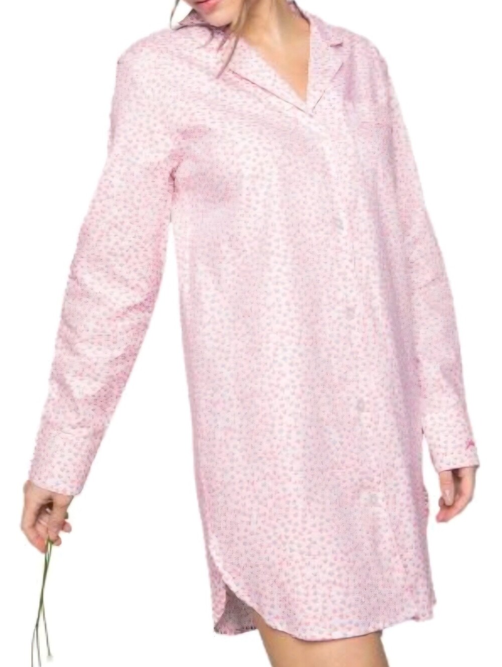 PETITE PLUME Sweethearts White Pink Heart Print Brushed Cotton Twill Nightshirt